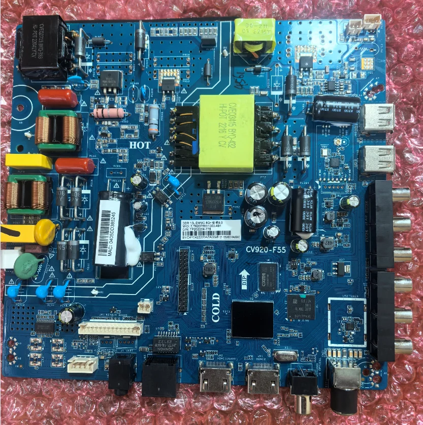 

Материнская плата для LED-телевизора CV920-F55 с Wi-Fi, физическое фото, протестировано, 1G+8G, 128В-153В, 520мА, 80Вт
