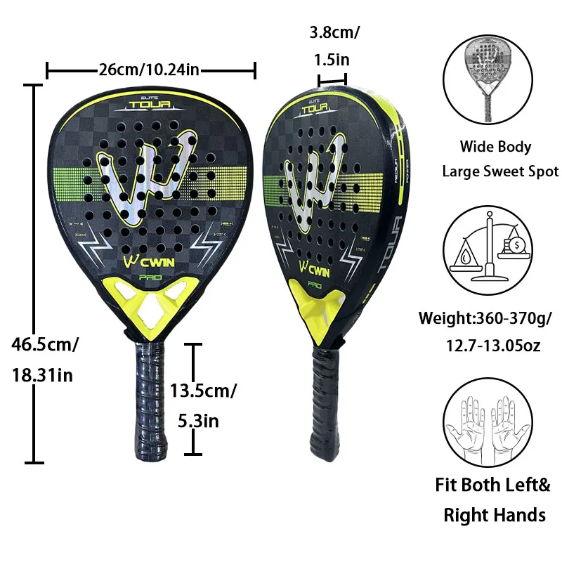 18K Camewin Padel Racket Carbon Fiber EVA Foam Sweatproof Rough Surface Racket For Professional Player Durable 2025