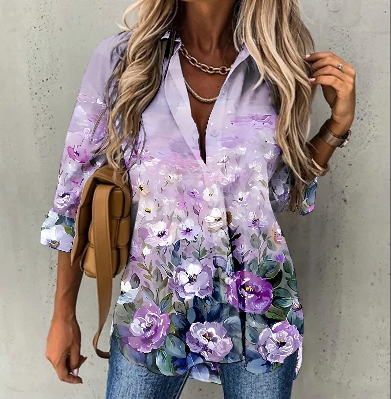 Elegant Loose Shirt Woman Fashion Casual Woman Shirt Temperament Long Sleeve Blouse Holiday Weekend Top