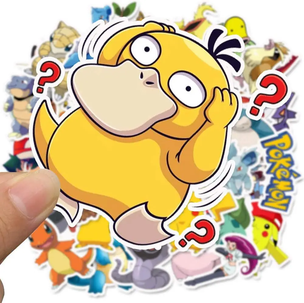 Trendy Pokemon Anime Stickers 50PCS, Waterproof Vinyl Decals No Repeat, Cute Cartoon Stickers for Laptop Phone Case Skateboard for All Ages