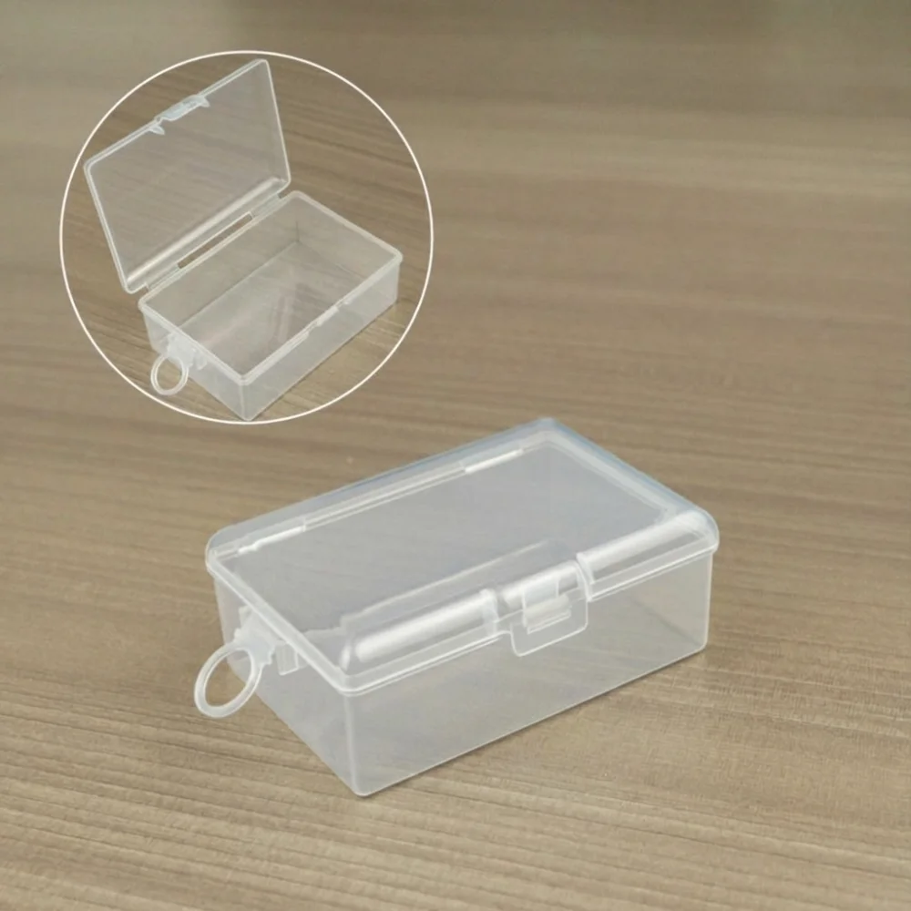 Mini Transparent Storage Box Rectangle Flip Cover Plastic Jewelry Case Integrated Dust-proof Sewing Storage Box Jewelry Storage
