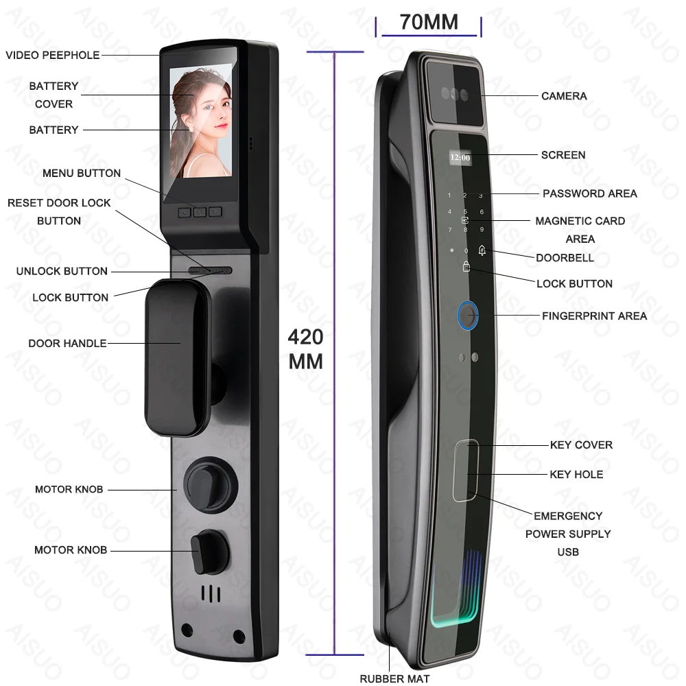 Face Recognition Smartlock ไม้สังกะสี Deadbolt แม่เหล็ก Cerradura Inteligente Para Puerta ลายนิ้วมือประตูดิจิตอลสมาร์ทล็อค