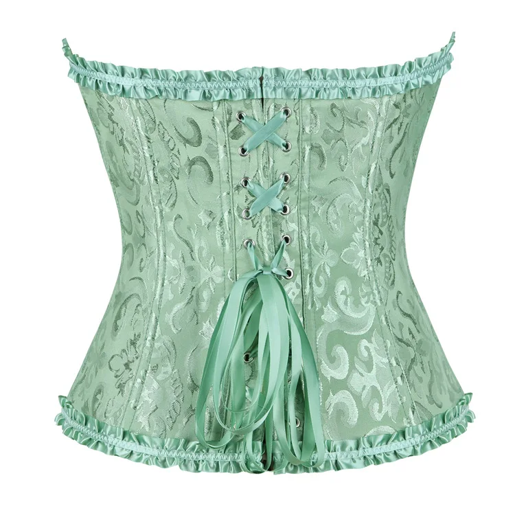 Frauen Korsett Top Jacquard Overbust Bustier Viktorianischen Sexy Lace up Floral Dessous Korset Vintage Gothic Basken Kostüm – Detail 33