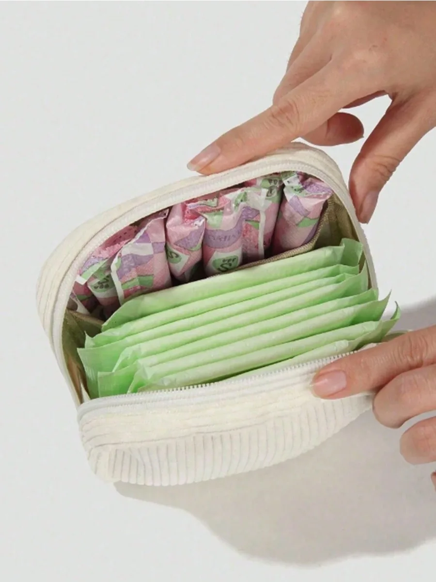 Napkin Portable Storage Bag, Large Capacity, Simple Style, Store Sanitary Napkins, Panty Liners And Tampons Necessity For Girls