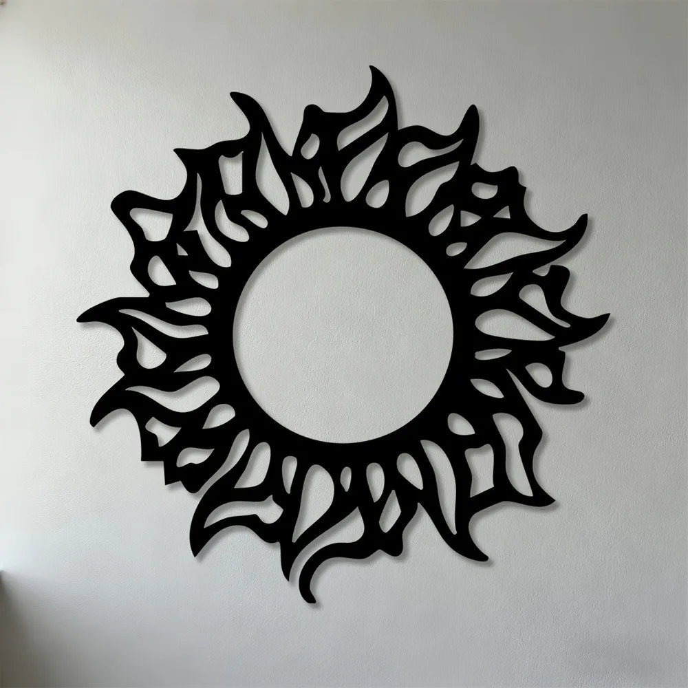 Brand 2D Flat Metal Wall Art Sunburst Sculpture Decor For Living Room Bedroom Office Home