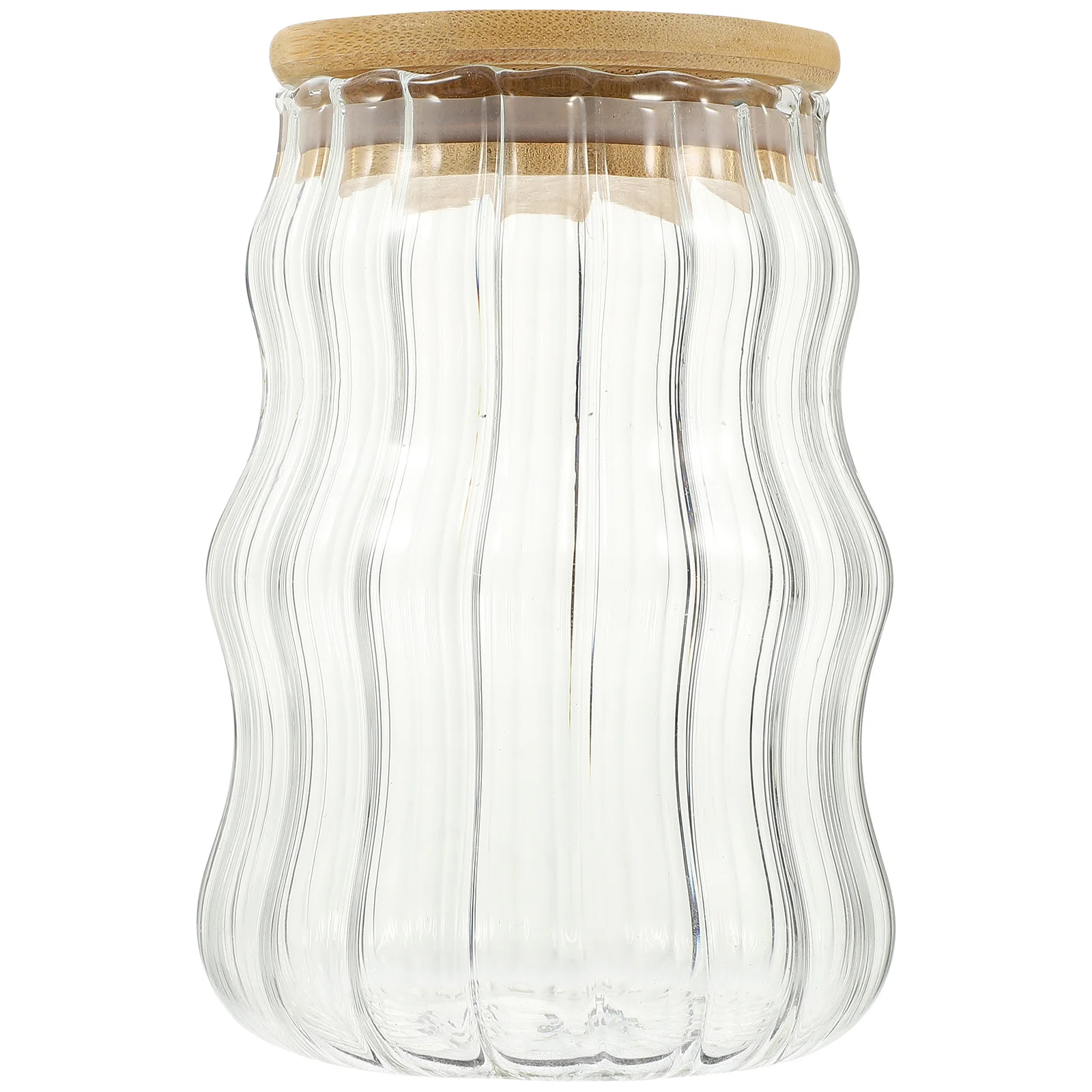 

Wave Pattern Glass Storage Jar Large Transparent Container For Tea Coffee Beans Cereals Candy Kitchen Canisters Sealed