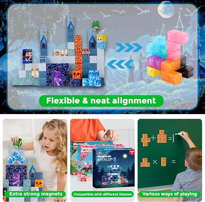 agnetic Blocks -100PCS Magnetic Building Blocks Magnetic Tiles Stacking, Construction Toys STEM Montessori Sensory Toys for Todd