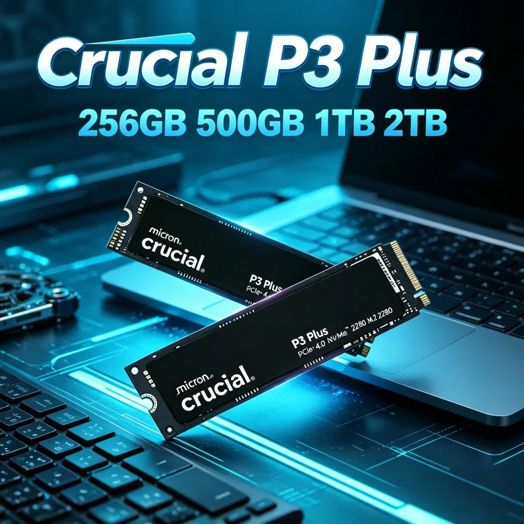 Unidade de Estado Sólido Interna Crucial P3 Plus M.2 2280 PCIe Gen4 NVMe 1TB 2TB com Pacote OEM Premium