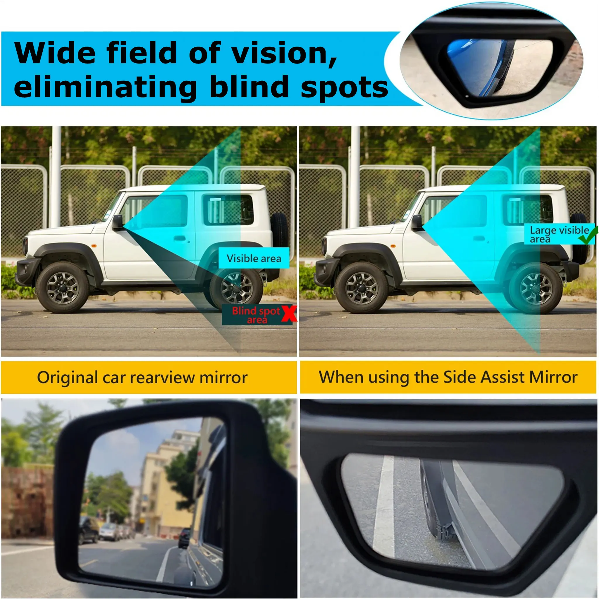 

For Suzuki Jimny JB64 JB74 2019-2025 Car Reverse Parking Wide Angle Convex Rear View Mirror Rearview Auxiliary Blind Spot Mirror