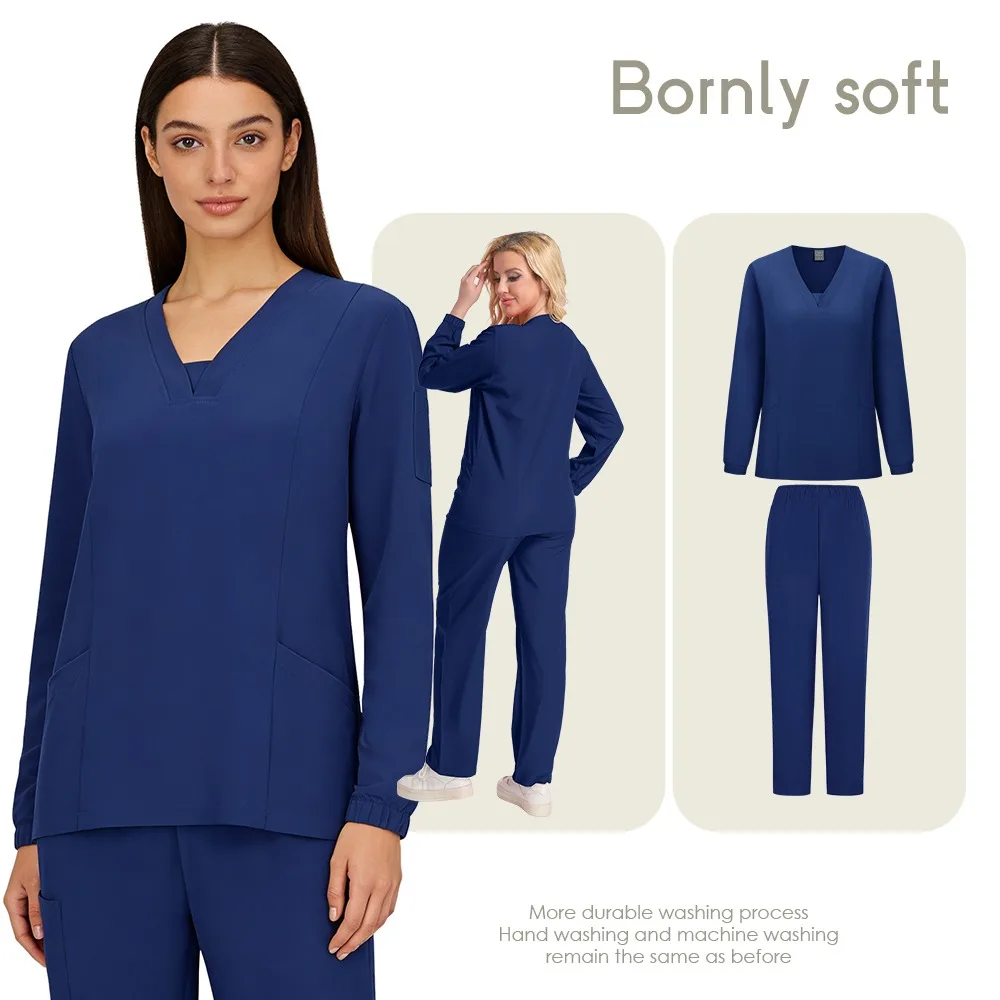 Clinical Nursing Long Sleeved Shirt Doctor Nurse Work Uniform Top Hospital Surgical Dental Scrub Clothing  Medical Scrubs