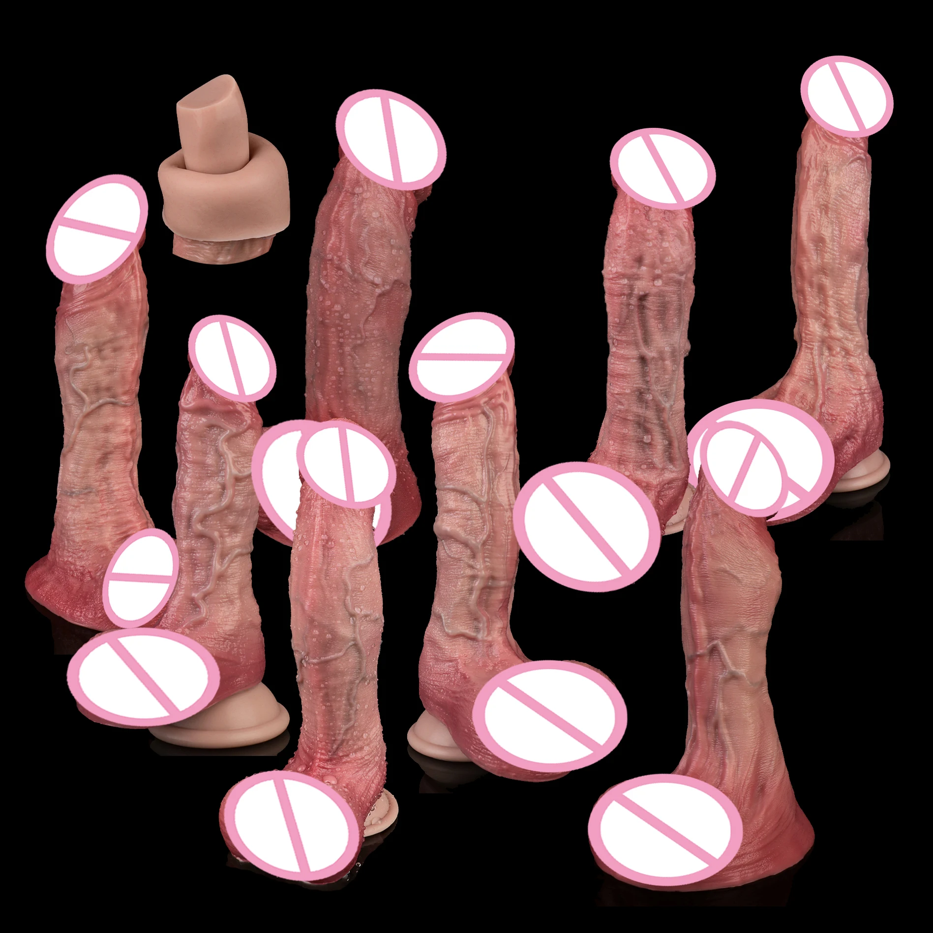 FAAK Flesh Black Long Dual Density Realistic Dildo Lifelike Penis Anal Plug Sex Toys for Adults Fun Big Dong for Women