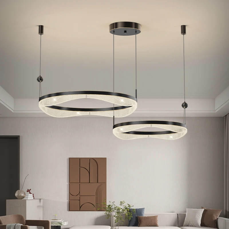 Modern LED Pendant Lamp Lights Hanging Ceiling Chandelier for Living Room Bedroom Hanging Light for Dining Room Ring Chandelier