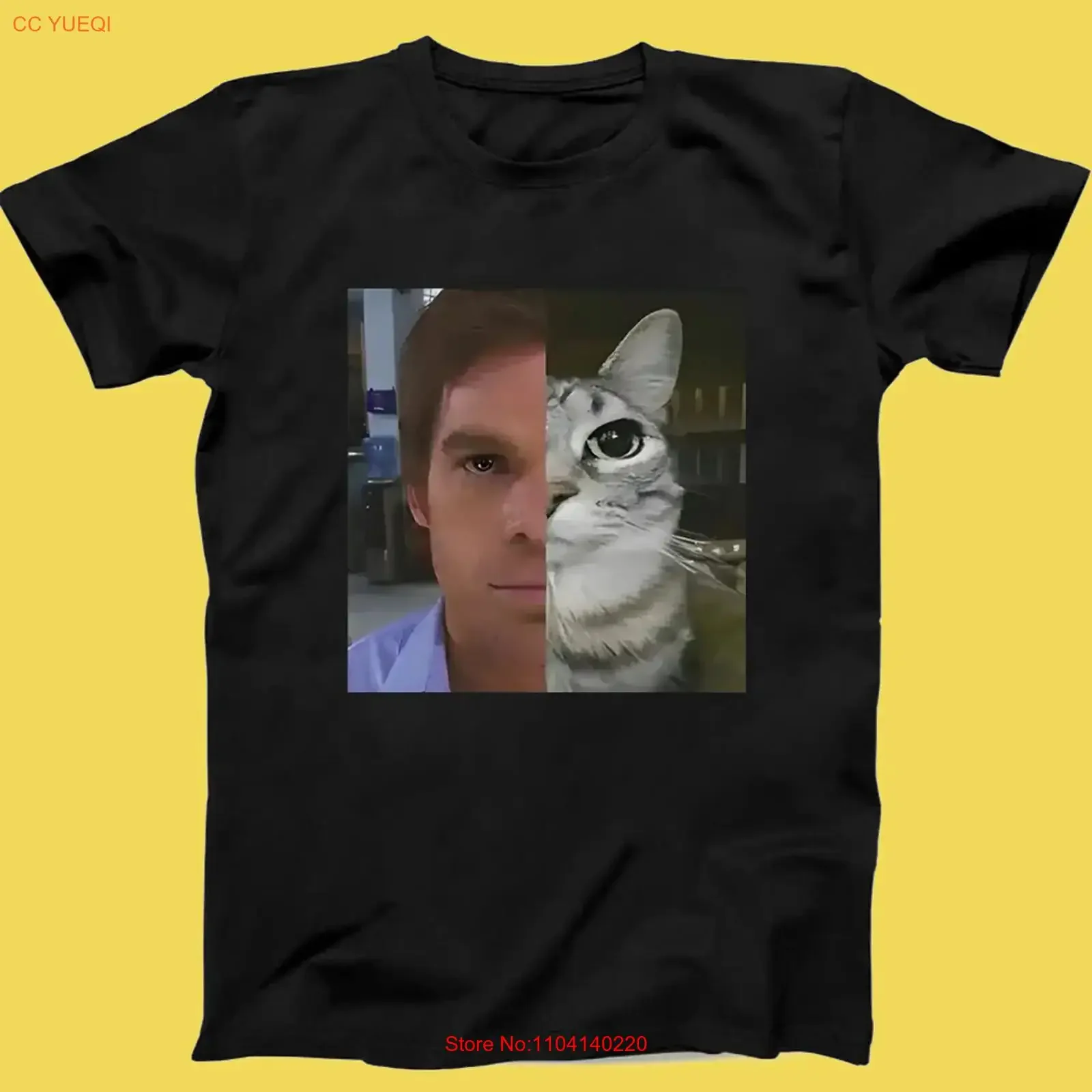 Camiseta Dexter Morgan Funny Cat para hombre, informal, con cuello redondo, estilo vintage, lavada, cómoda, para uso diario, ropa de calle unisex