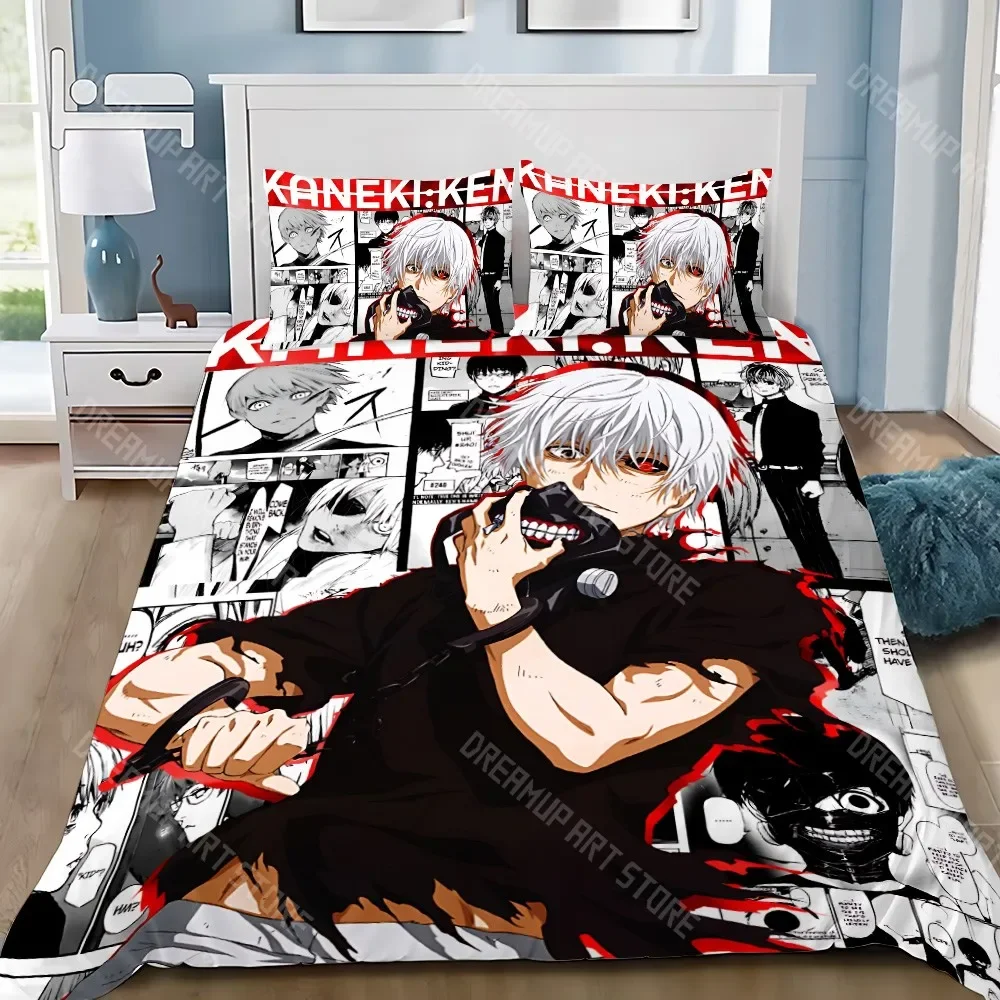 Anime Duvet Pillowcase Bedding Set Adult Boy Tokyo Ghoul Girl Bedroom Decoration Children Gift Single Double Large Size