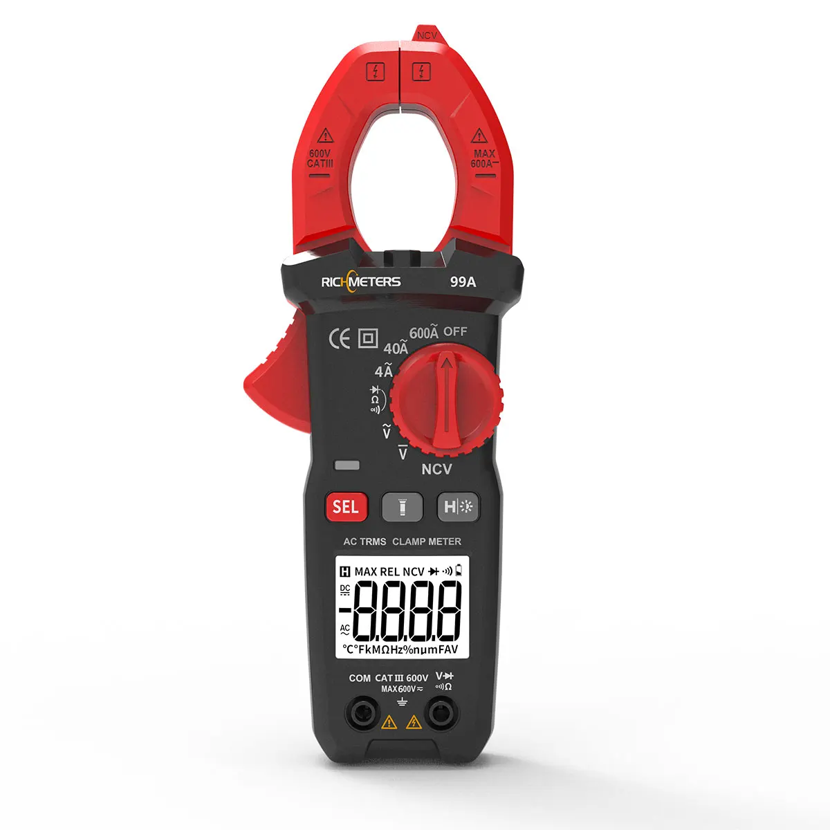 RICHMETERS 600A DC AC Voltage Digital Clamp Meter Auto Range Flash Light Back Light Amper Current ELECTRIC TICK Multimeter