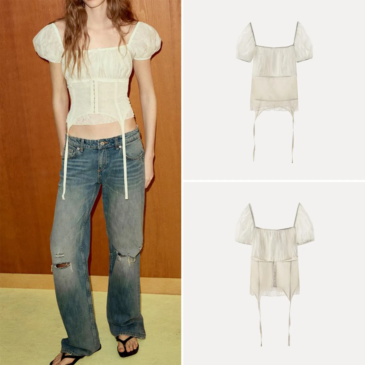 

Модная женская рубашка с пэчворком и поясом на талии, индивидуальный дизайн, весна 2026, новинка, приталенный крой, короткий рукав