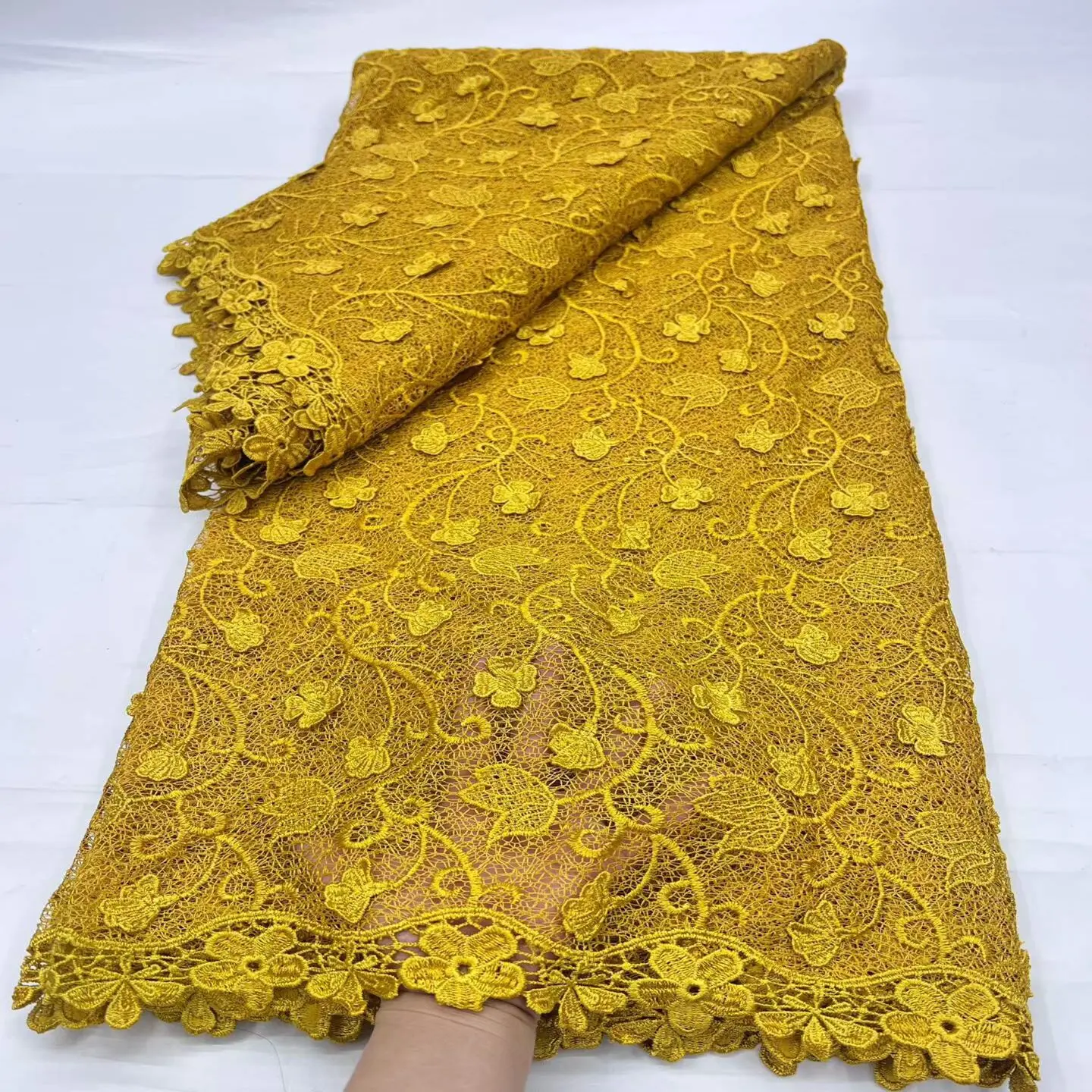 

CX 5yards red water-soluble lace fabric three-dimensional flower embroidery high-end wedding dress fabric