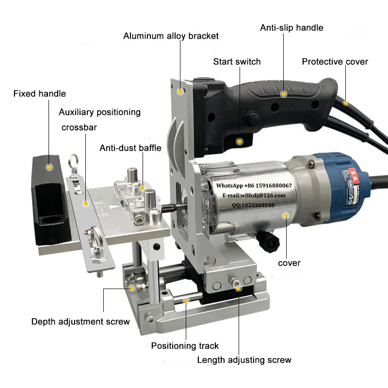 Wood Electric Hand Trimmer Woodworking Engraving Slotting Trimming Hand Carving Machine Wood Joiners Set