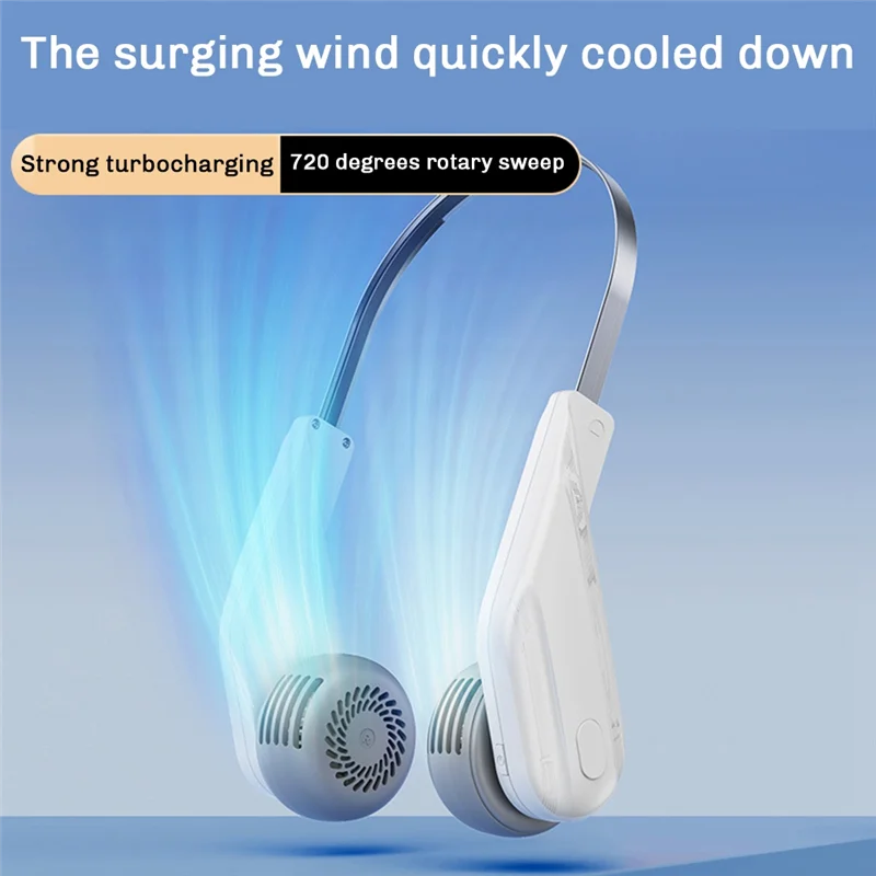 A01V-Portable Neck Fan, 800Mah Rechargeable Wearable Personal Fan With 5 Speeds Adjustable, Neck Fan For Outdoor
