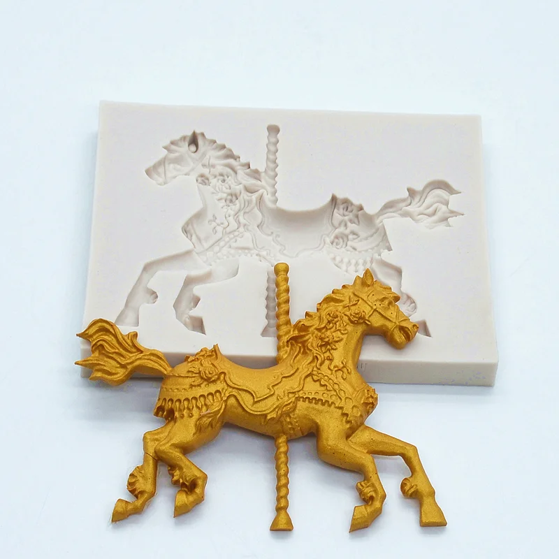 New Carousel Silicone Mold Kitchen Resin Baking Tool DIY Pastry Cake Fondant Moulds Horse Dessert Chocolate Lace Decoration