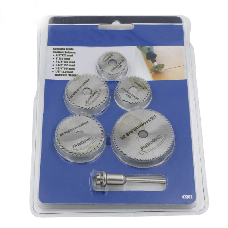 Zilver Zaagsnijders Houtbewerking Doorslijpschijf Mini Orbitale 22-44mm 6 stks Circulaire HSS Hoge snelheid staal Plastic Power