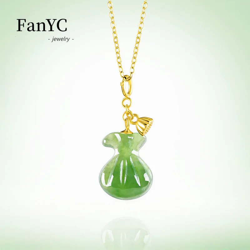 

Natural Hetian Jade Jasper Money Bag Pendant S925 Silver Inlaid Exquisite Fashion Jade Necklace Men and Women Couples Gift