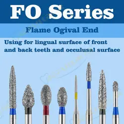 BEFULL FO Tpye 10PCS Dental Diamond Burs Polishing Teeth Stainless Steel for High Speed Handpiece Dentistry Nail Polishing