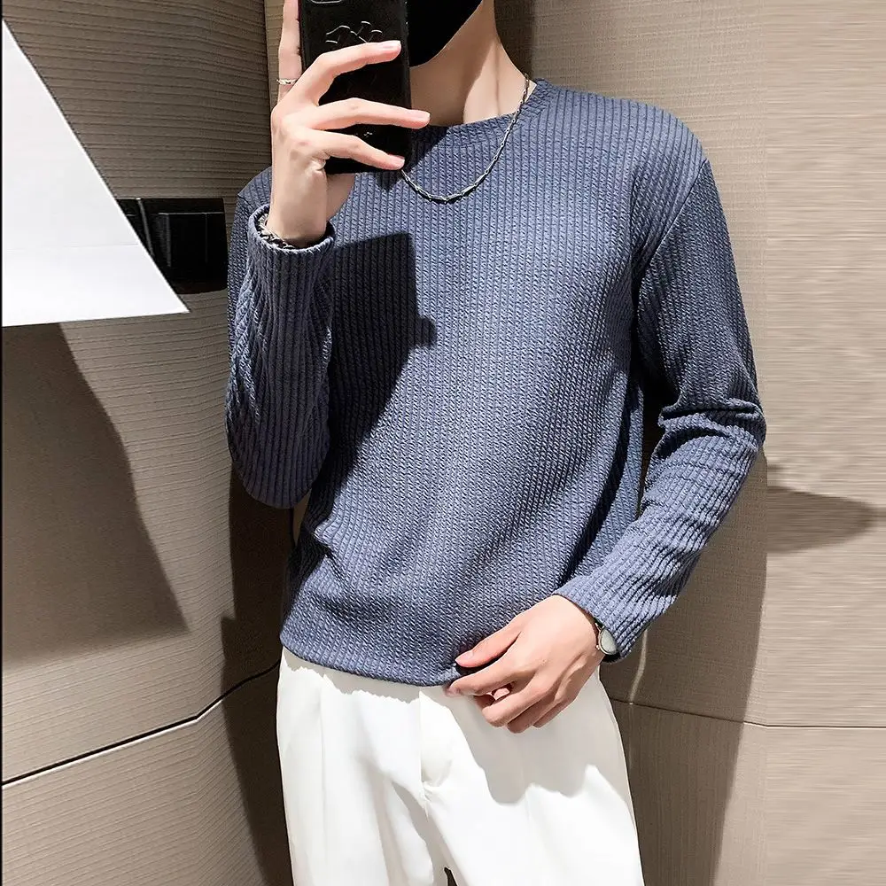 Men's Fall Winter American Style Solid Striped Athletic Sweatshirt Slim Fit Stretchy Long Sleeve Gym Training Base Layer