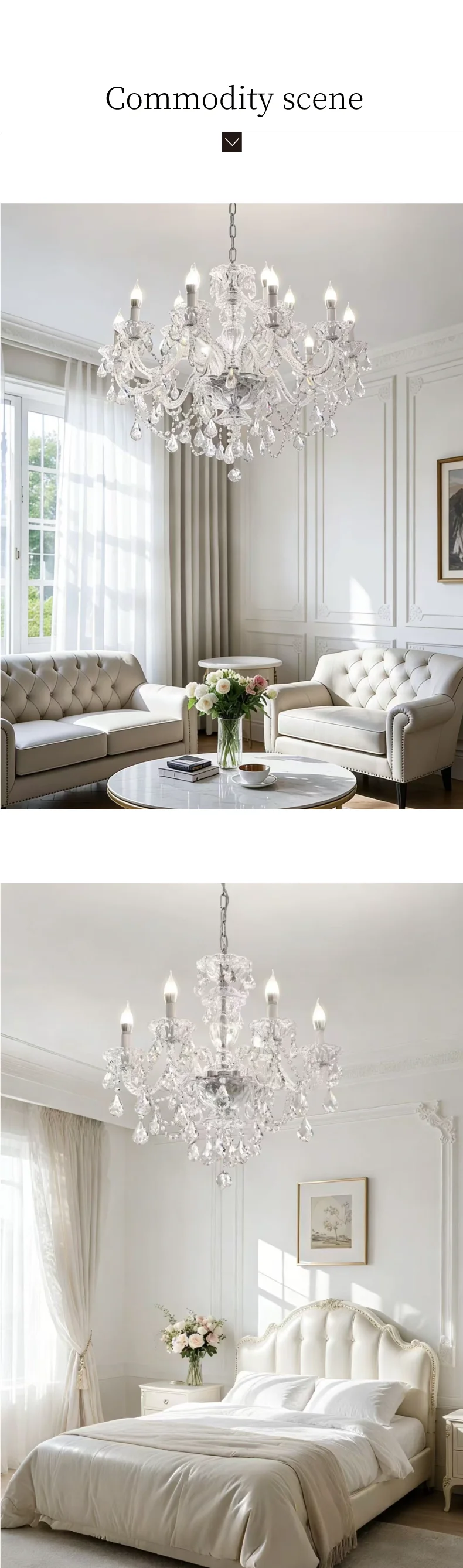 French Crystal Candle E14 Chandelier European