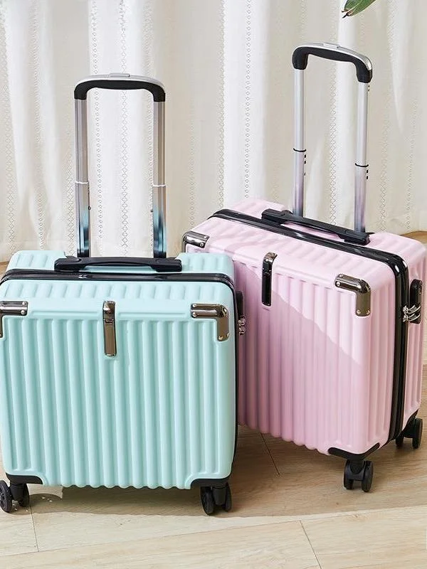 universal-wheel-suitcase-password-female-18-inch-small-carry-on-travel-bag-stainless-steel-handle-luxury-fashion-leisure