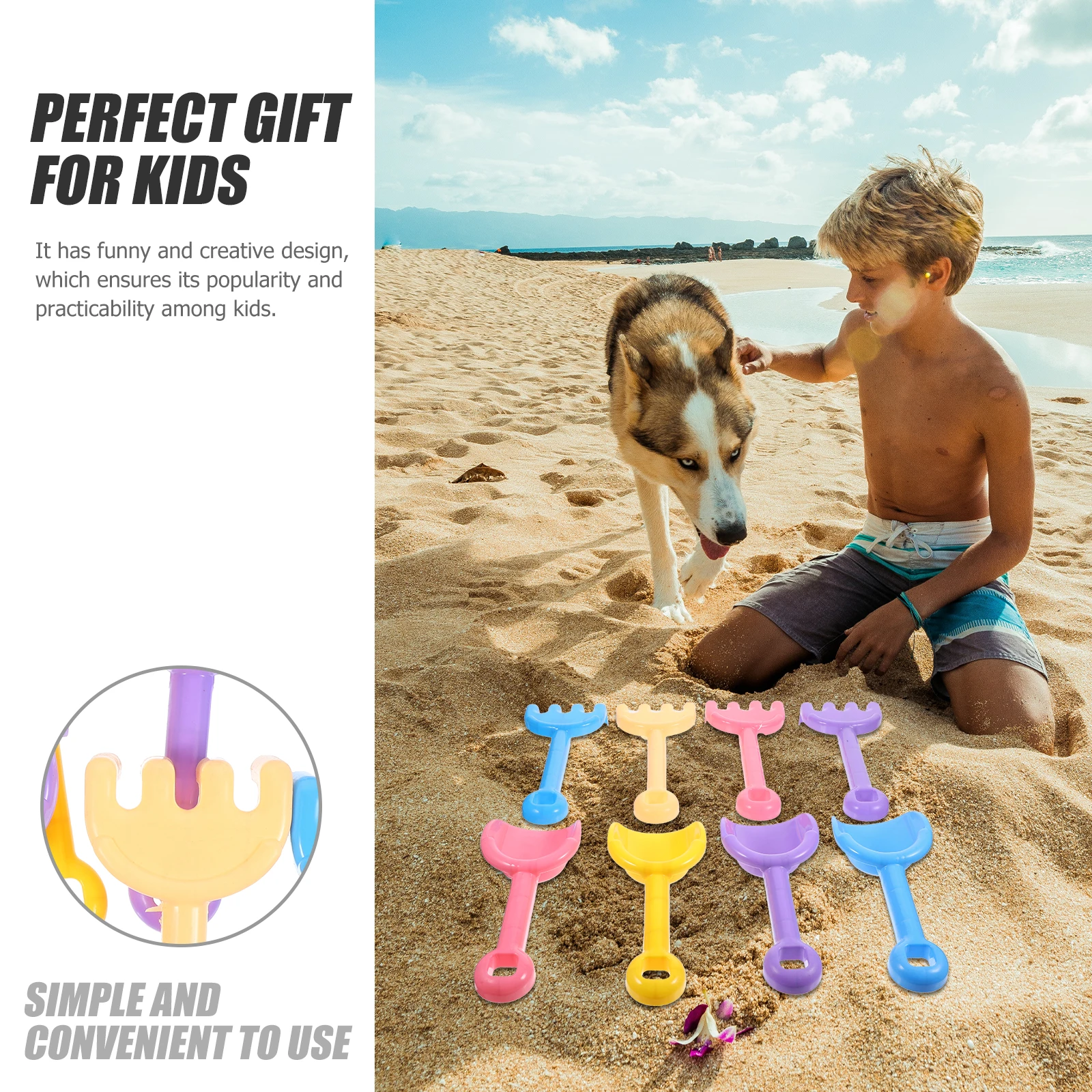 Outils de piscine de sable, pelles en plastique, jouets légers pour enfants, jeu de plage, creuser, jardinage, Design créatif amusant, dur, 8 pièces