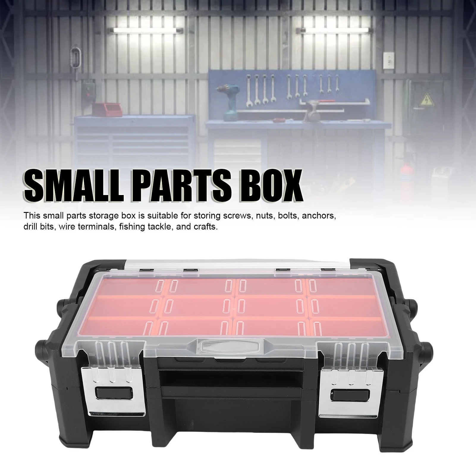 Small Parts Organizer 2 Layer 18 Compartments Multi Functional Electronic Tool Box for Screws Nuts Bolts Drill Bits Wire Termina