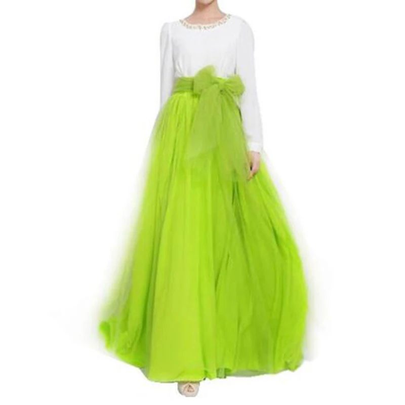 Falda larga de tul para mujer, vestido de baile, color verde, para dama de honor, boda, otoño