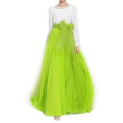 Saia maxi longa feminina, saias de tule, tutu de dama de honra de casamento, vestido de baile, saias verdes, outono