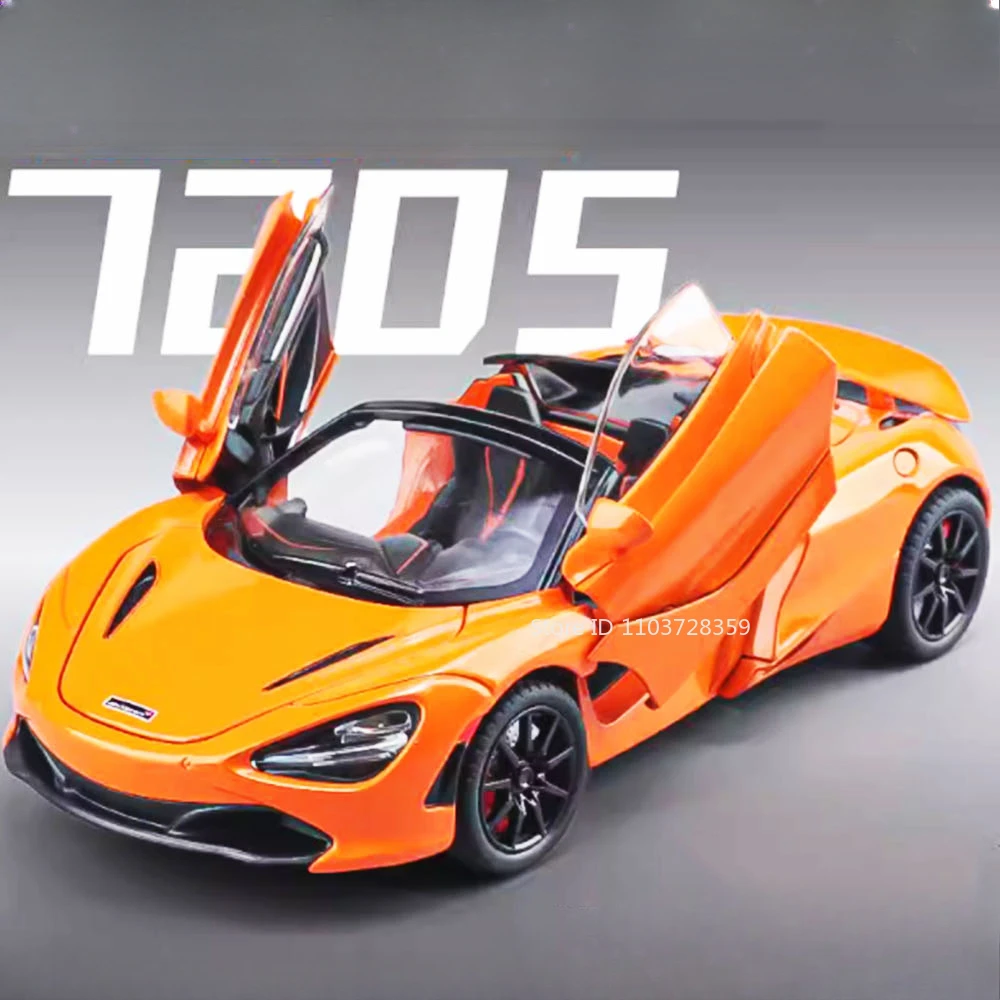 

1:24 720S Senna Miniature Sports Cars Toy Models Alloy Diecast Model Supercars Sound Light Doors Opened Pull Back for Kids Gifts