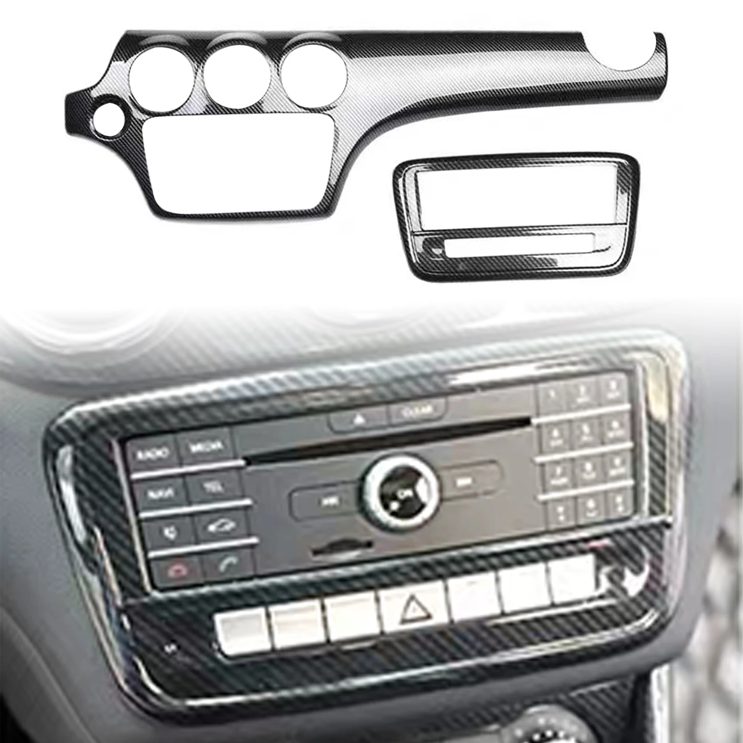 

For Mercedes-Benz A-Class 2013-2018 LHD!!! Carbon Style Center Console Strip Molding Cover Trim ABS Car Accessories 2pcs
