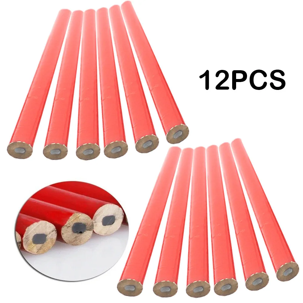 12 Pcs Carpenters Pencils 175mm Woodworking Marking Tools with Non Breakable Core for Construction and DIY Projects