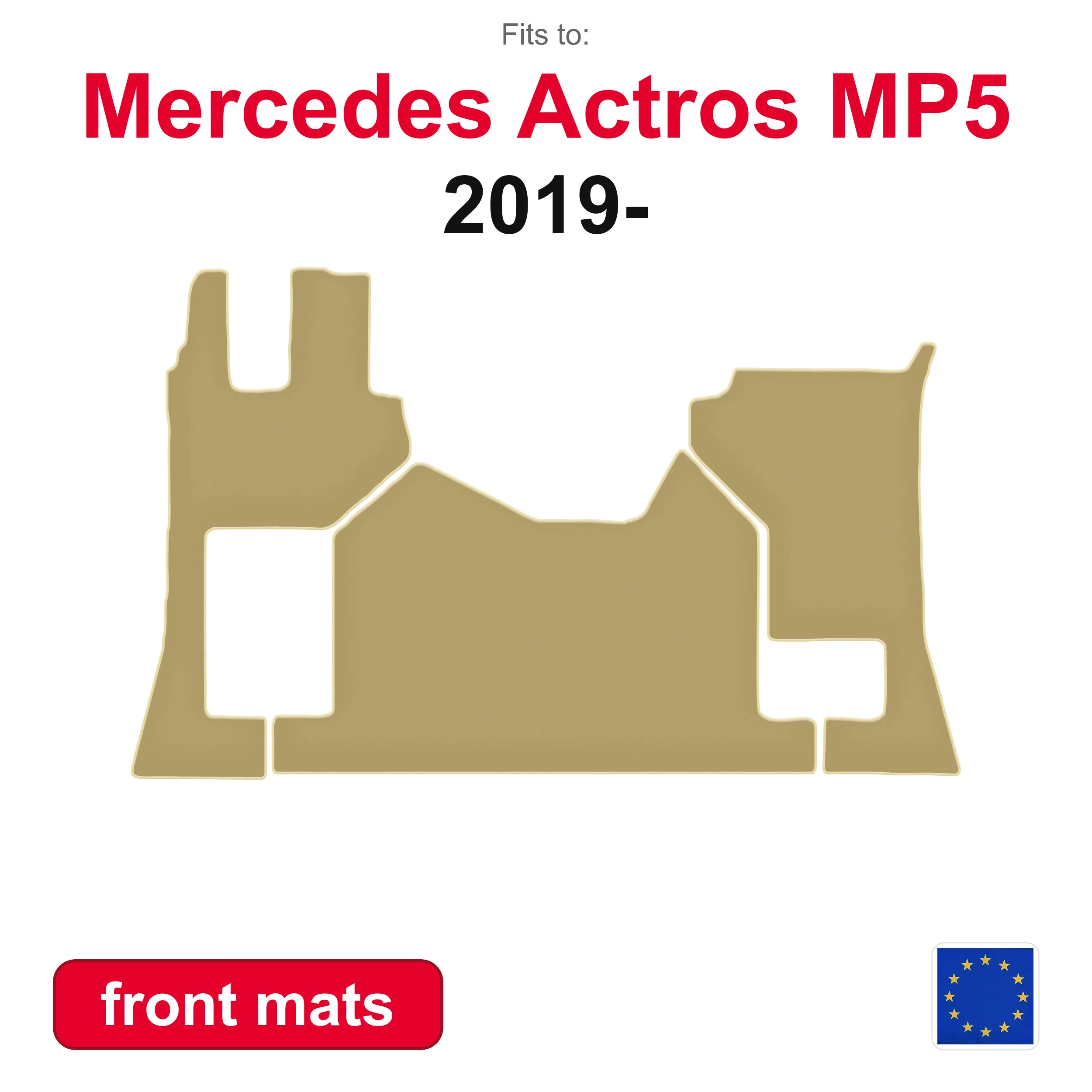 Image of PREMIUM Auto-Fußmatten vorne für Mercedes Actros MP5 LKW (2019-) - Beige 2-teiliges Auto-Fußmatten-Set für Fahrzeugboden