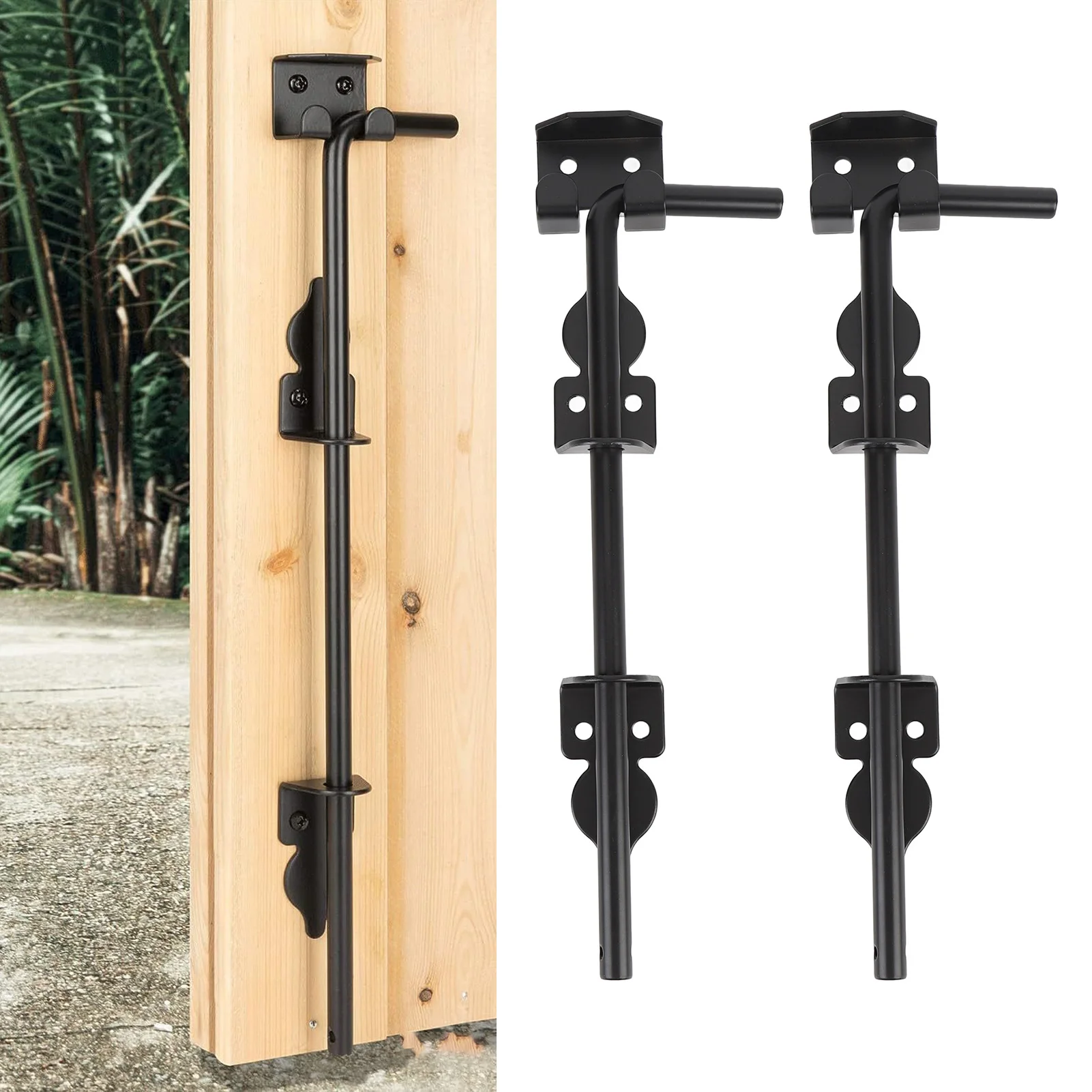 Heavy Duty Gate Drop Rod 12 Inch Carbon Steel Heavy Duty Double Gate Cane Bolt for Home Gate Cane Bolt Metal Gates Doors Stopper