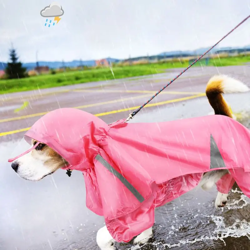 

Pets Dog Clothes Hooded Raincoats Reflective Strip Dogs Rain Coat Waterproof Jackets Outdoor Breathable Clothes For Puppies