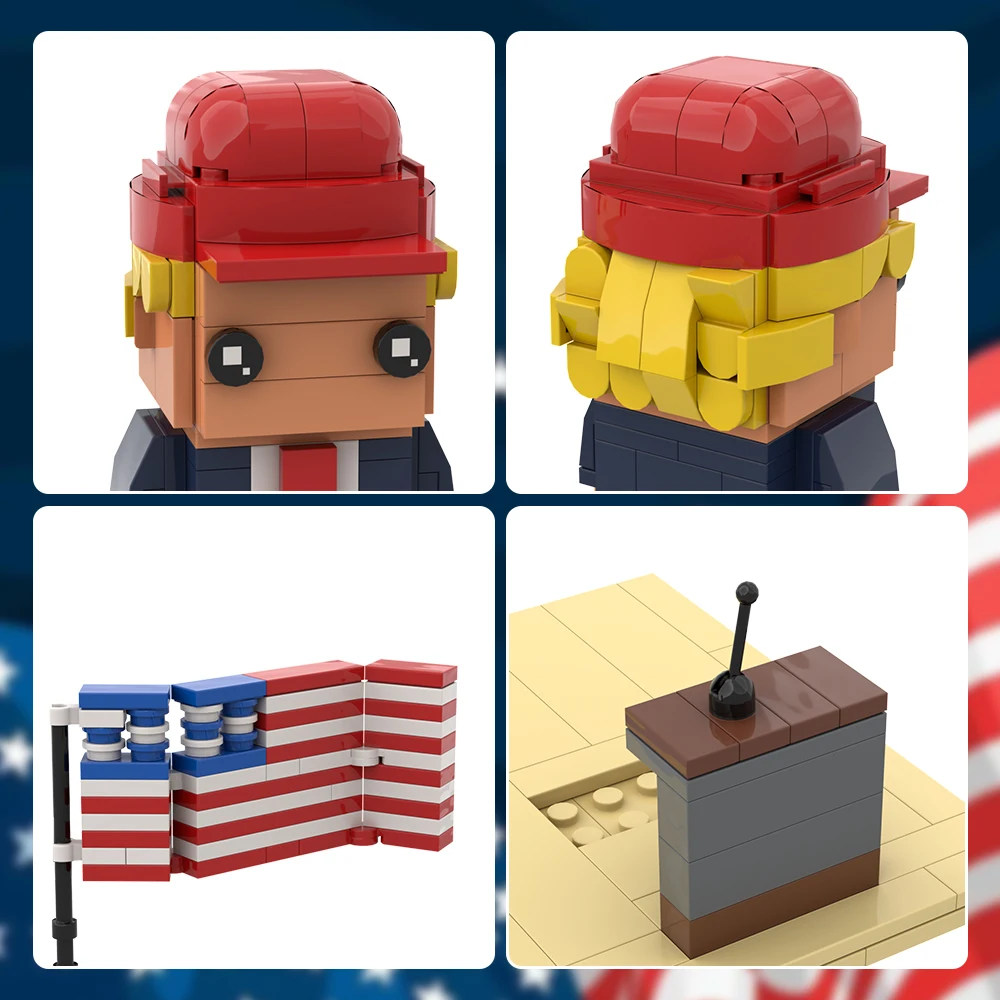 Gobricks MOC Trump Building Blocks Modello Presidential Cartoon Giocattoli fai da te Regalo