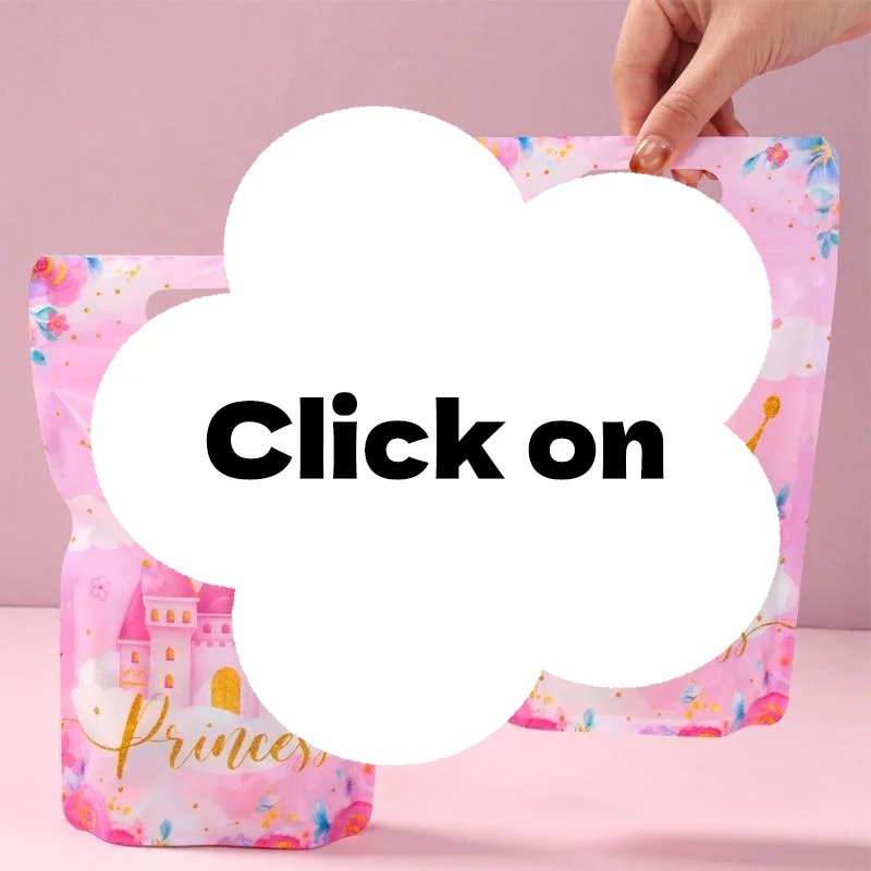 10/25Pcs Pink Bow Pattern Zipper Gift Bags Stand Up Self Sealing Handle Pouch