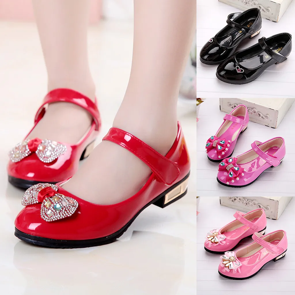 Girls Shoes 2021 Newly Arrived Infant Kids Baby Girls Crystal Bling Bowknot Single Princess Shoes Sandals Girls Sandals Shoe Red