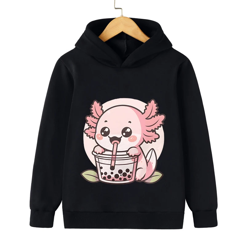 Children Hoodie Axolotl Bobo Tea Sweatshirt Kids Cartoon Animal Milk Tea Tracksuits Long Sleeve Lovely Style Boy Girl Sudaderas