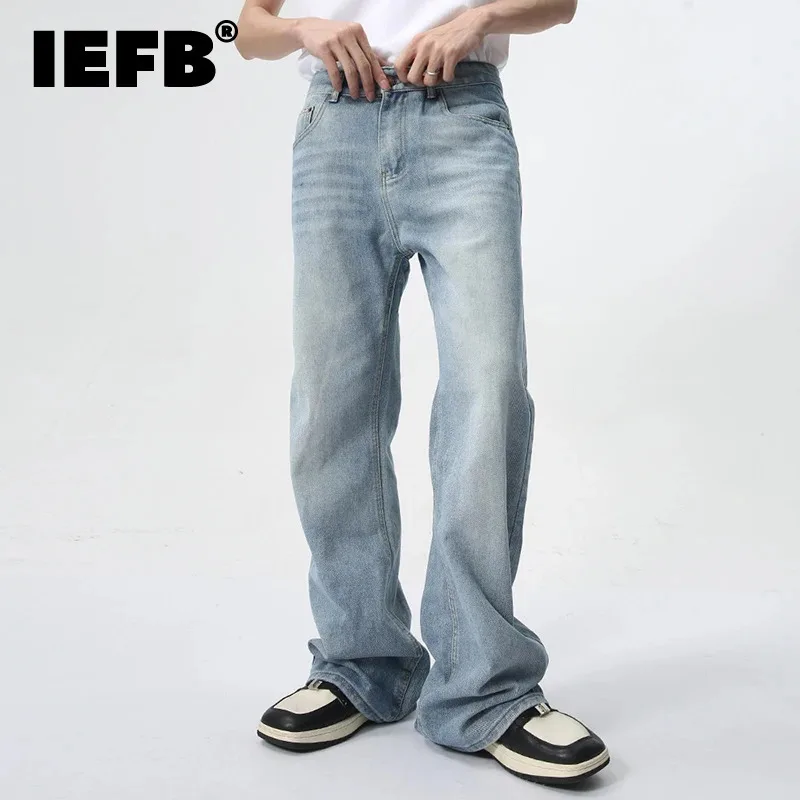 

IEFB Boot Cut Men's Jeans New Trendy Wahsed Gradient Color Wide Leg Male Denim Pants 2024 Autumn Casual Trousers Trend 9C6170