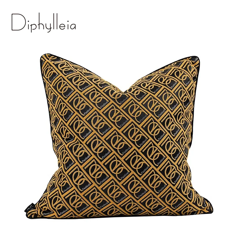 Diphylleia FF Casa Style Modern Monogram Jacquard Throw Pillow Covers Luxury Multi-Textured Cushion Cases For Villa Hotel Office