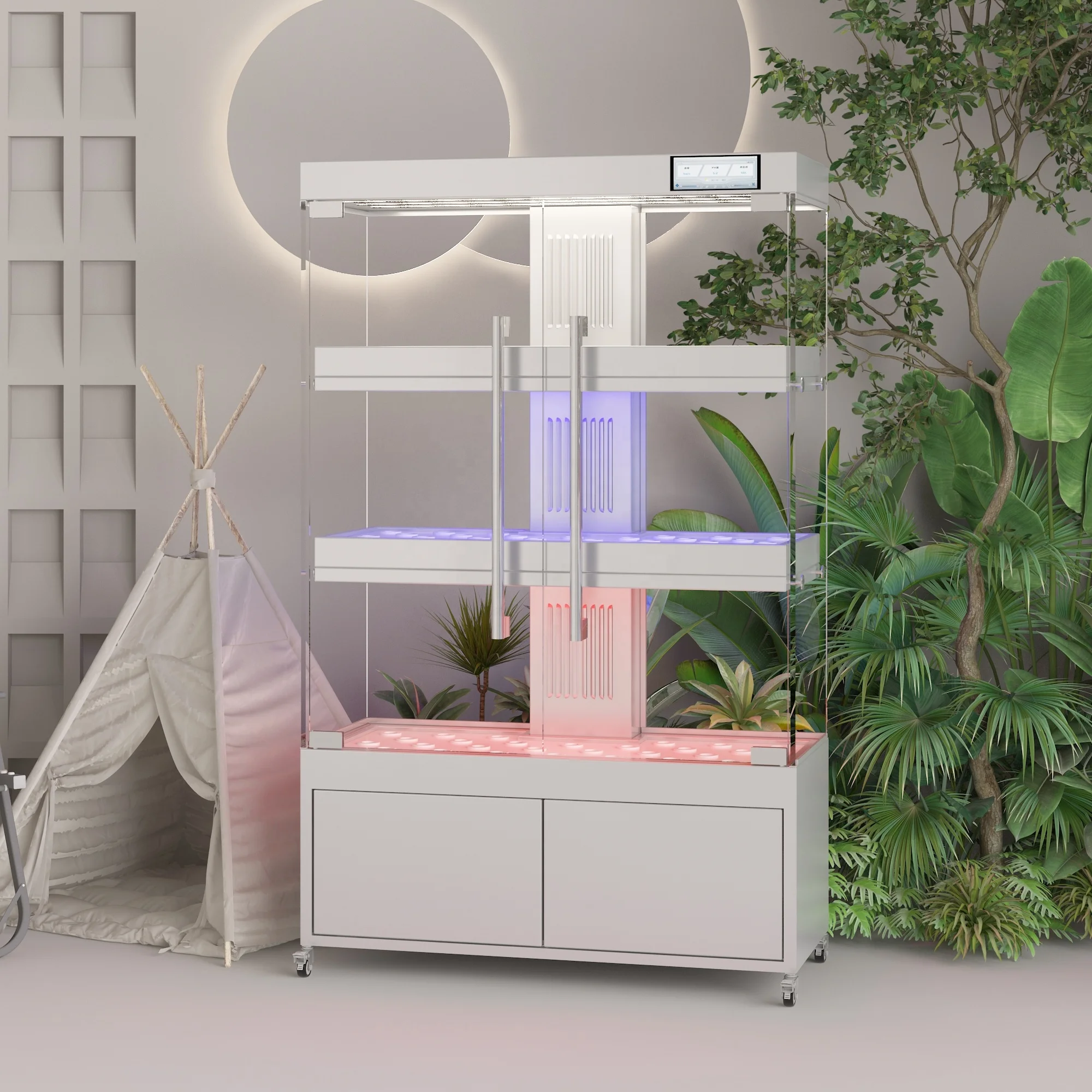 Smart Hydroponic System Vertical Circulating Nutrient Solution Double Door Intelligent Hydroponic Growth Kit for Home