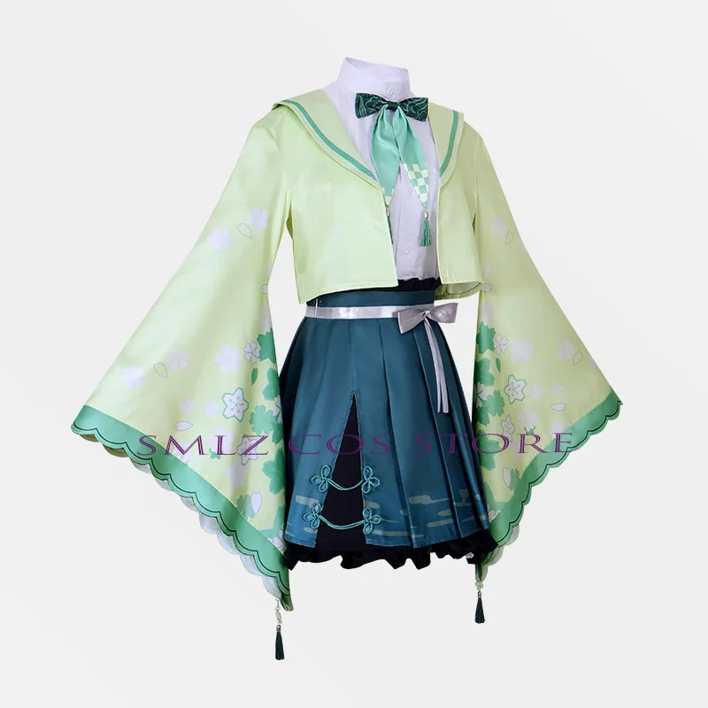 April Card Kusanagi Nene Cosplay Anime Project Sekai Costume Nene Green Uniform Dress Coat Wig Set Halloween Party Play Outfit