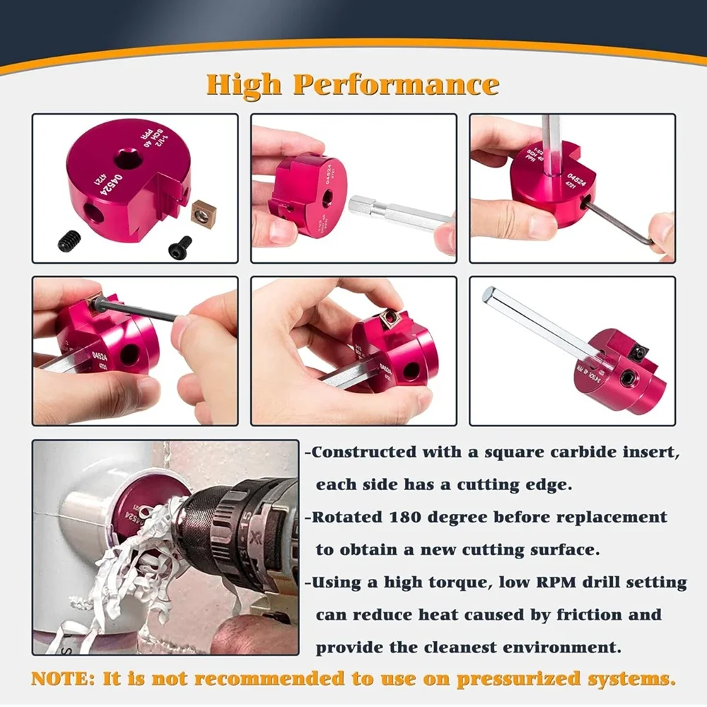 Набор разверток для пластиковых труб PPRK6, 6 шт., подходит для стандартных сверл 1/2 дюйма, инструмент для развертки для труб из ПВХ, содержит PPR75/100/150/200/300/400