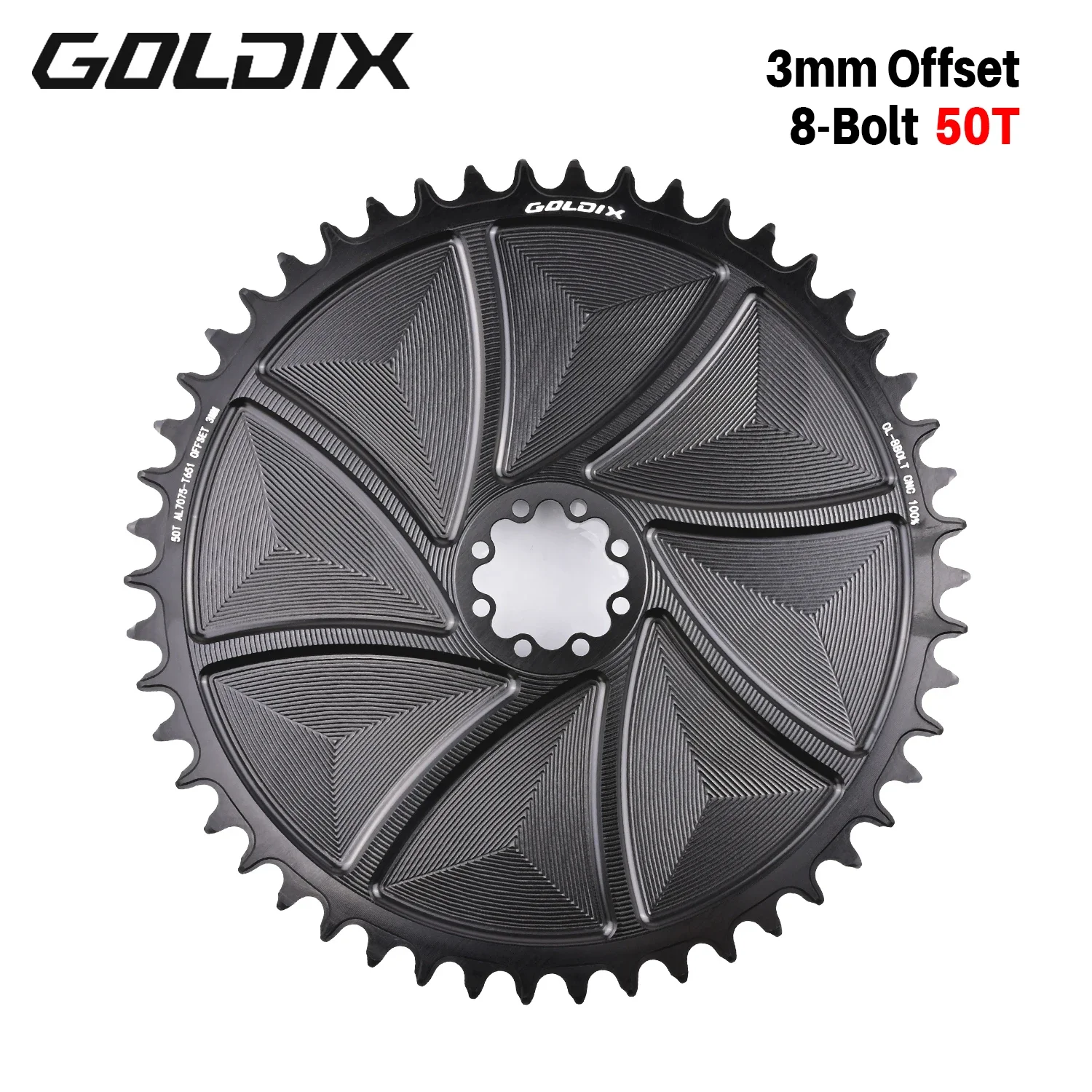 GOLDIX 8-Loch-Direct-Mount-AERO-Fahrradkettenblatt, schmal-breit, CNC-gefrästes Aluminium-Kettenrad für Rennrad- und MTB-Kurbelgarnituren